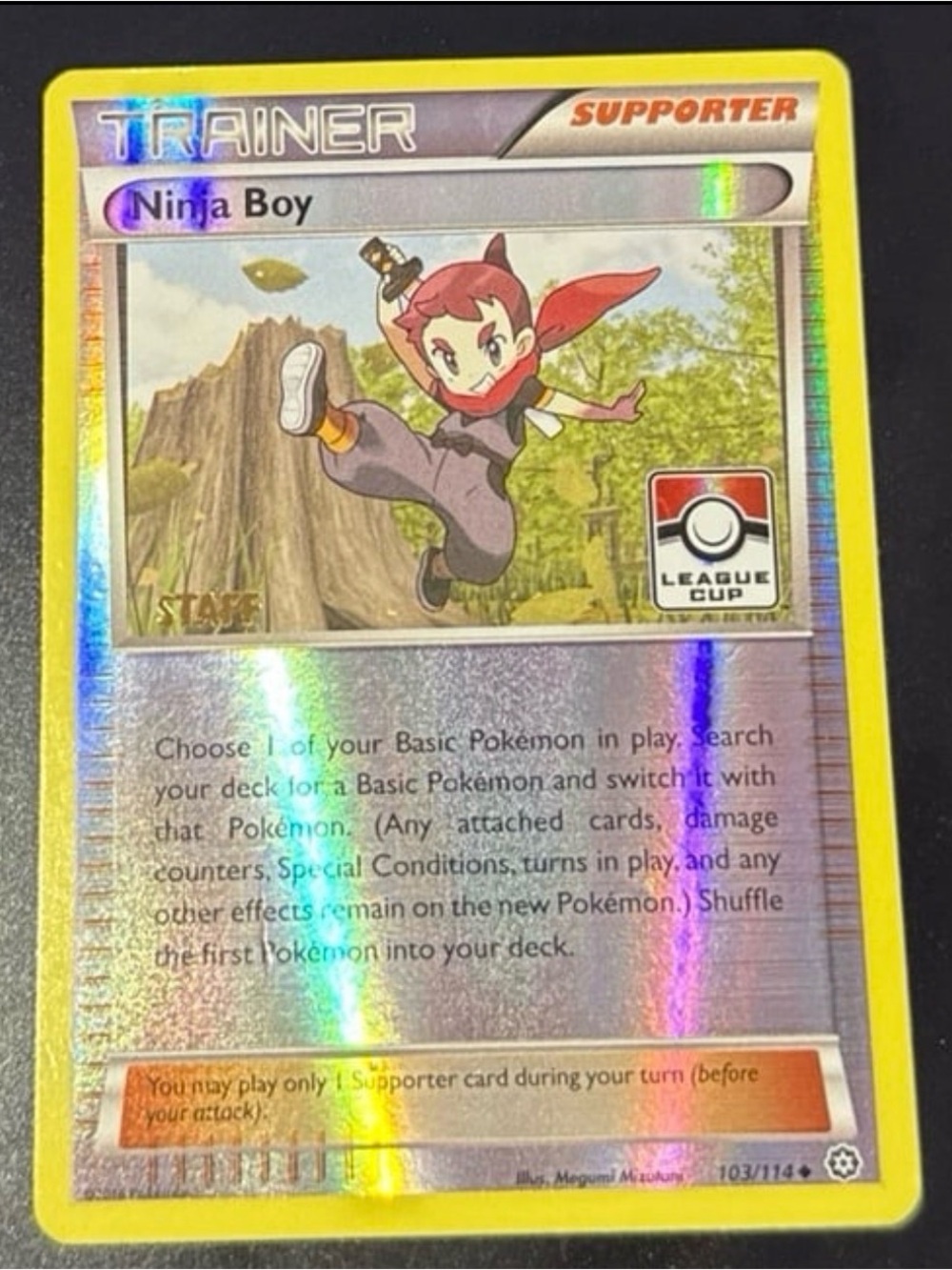 Ninja Boy Stamped Staff League Cup Trainer 103/114 Rare League & Champions 2016